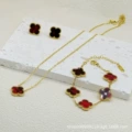 Vintage red double-sided mother-of-pearl three-piece set