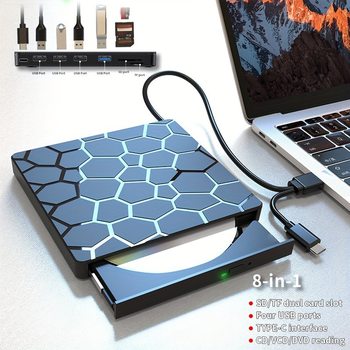 Multifunctional Optical Drive External Optical Drive Stone Pattern Optical Drive USB Optical Drive Ultra-Thin Dvd Optical Drive Burner Multi-Function Engraving