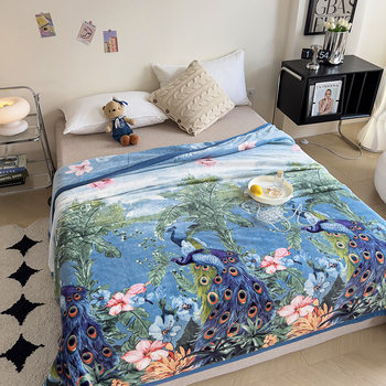 300g cloud mink velvet printed blanket flange milk velvet leisure bed sheet quilt single nap cover blanket group purchase gift