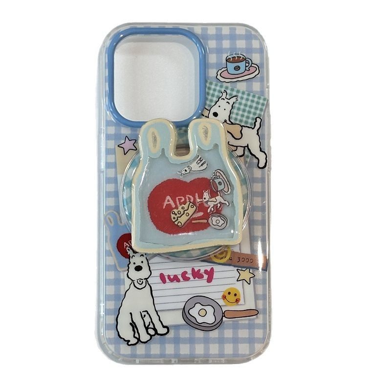 Blue Checkered Label Shopping Bag White Dog Magnetic Case Suitable for iPhone 17 Apple 16 Pro Max Phone Case 15 Creative 14