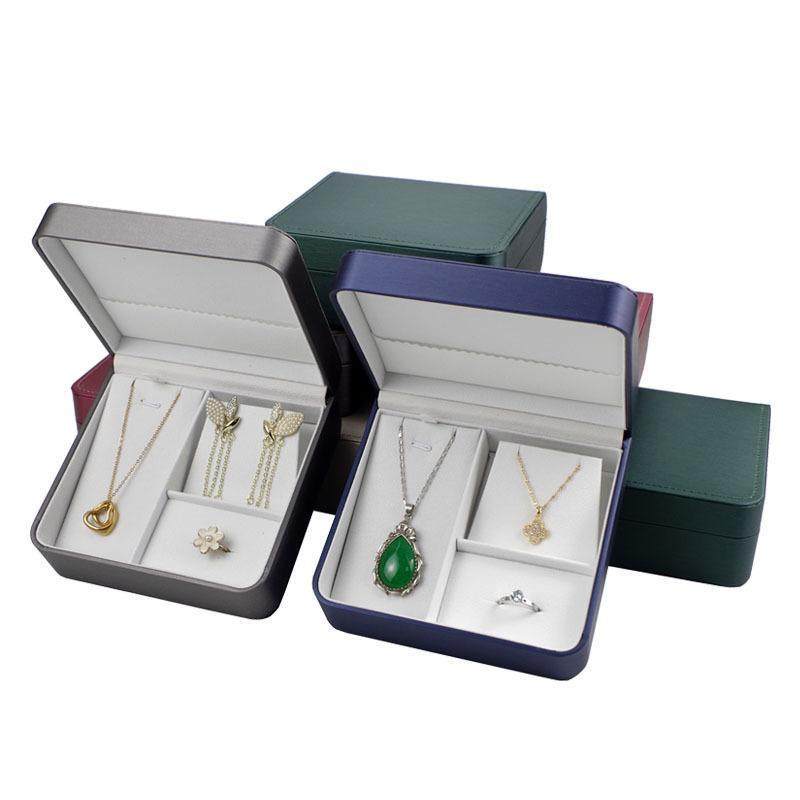 Jewelry three-piece jewelry box gift leather jewelry box pendant ring necklace box gift wedding box