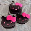 New Black Kt Cat Square Plush Coin Purse Portable Round Headphone Bag Cute Cartoon Mini Bag for Women