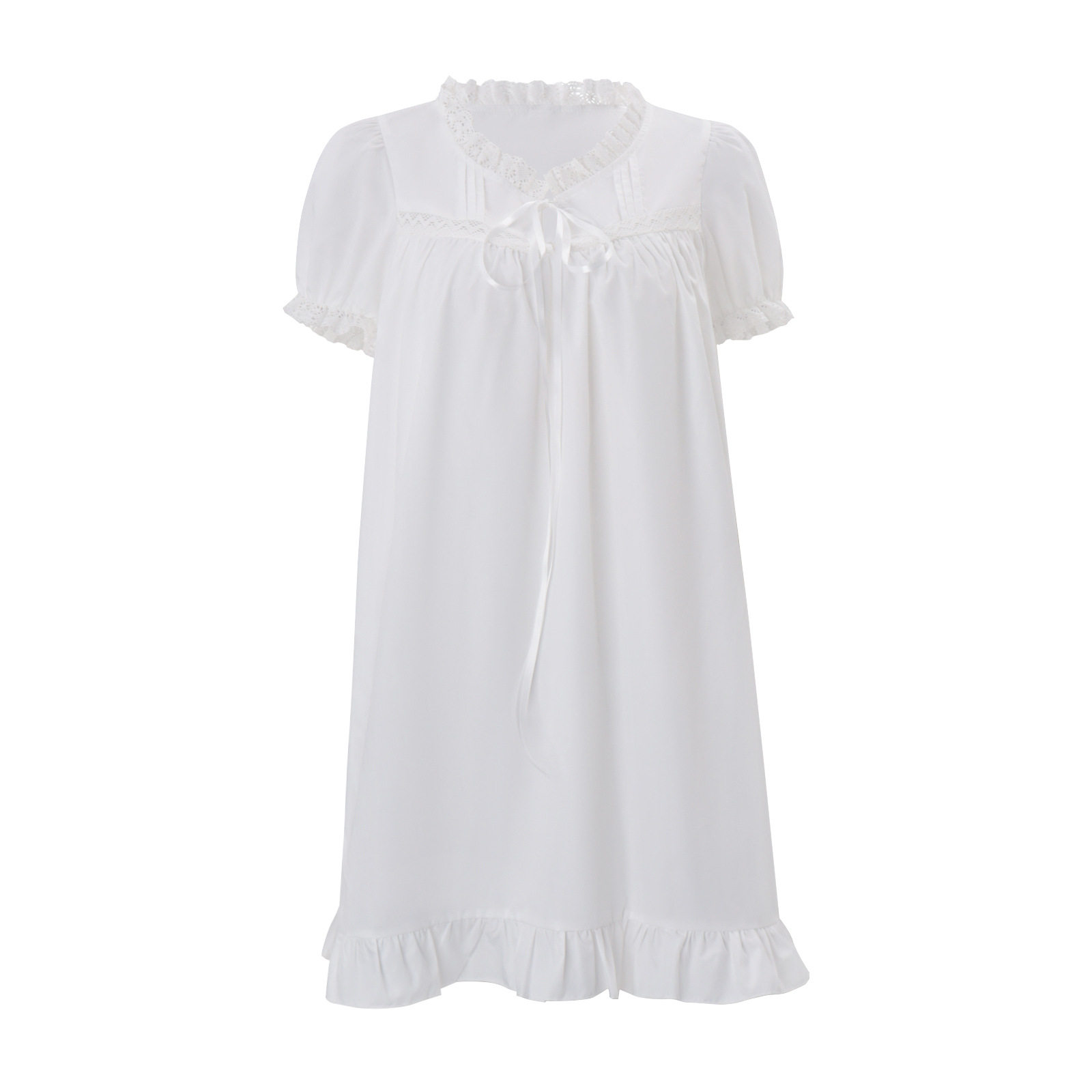 French Style Loose Fit Short Sleeve Dress with Ruffle Trim Elegant Versatile Summer Fashion Wholesale Available