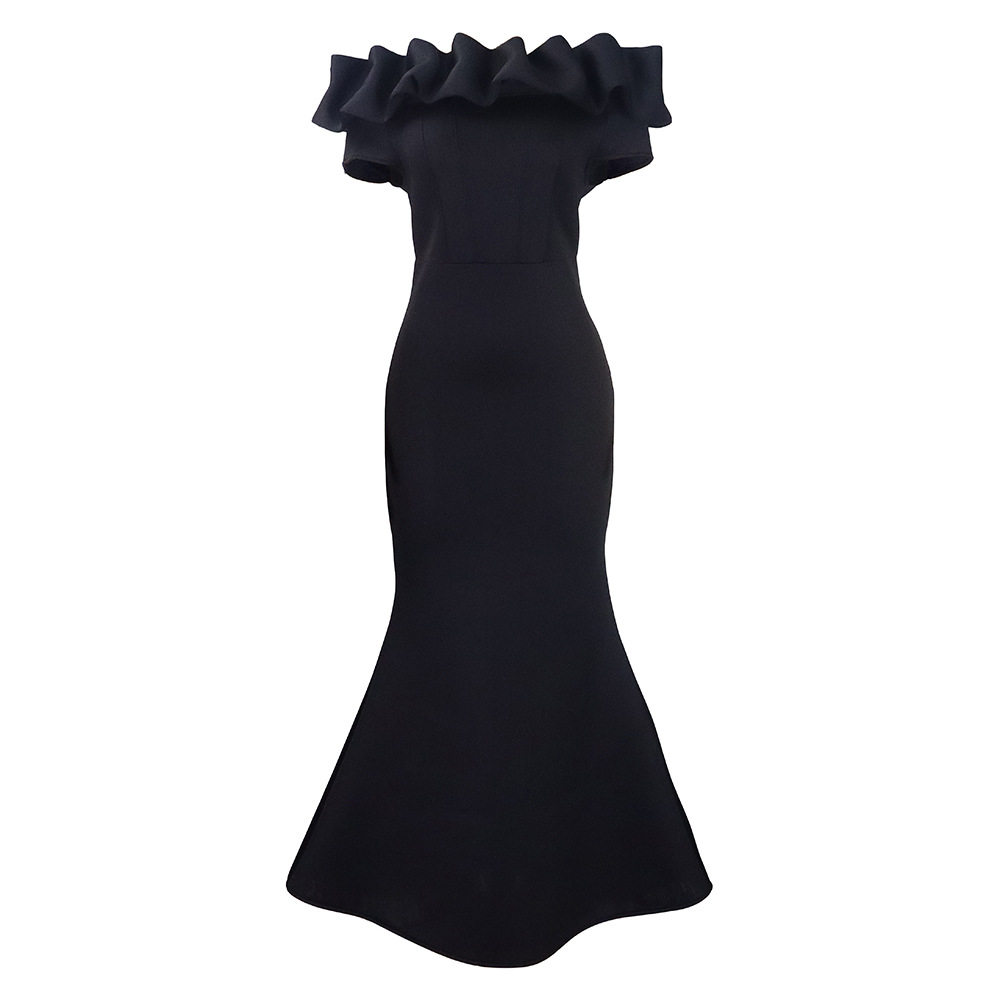 Elegant Mermaid Dress Solid Color Ruffle Trim Slim Fit Evening Gown for Special Occasions Wholesale Available
