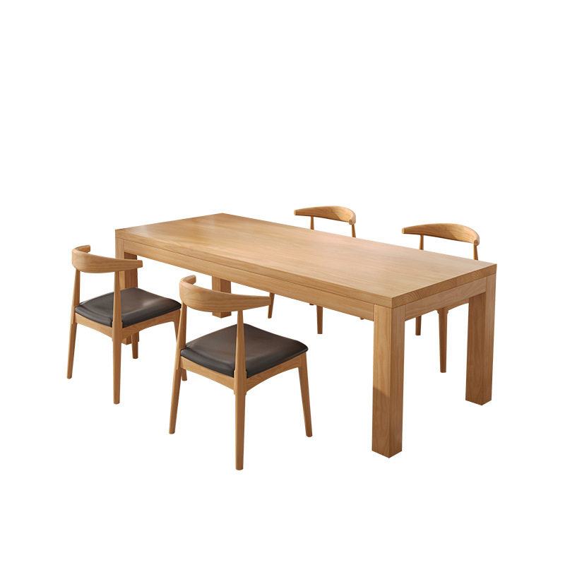 木杨人全实木餐桌带椅子家用长方形木质现代简约吃饭桌子客厅书桌