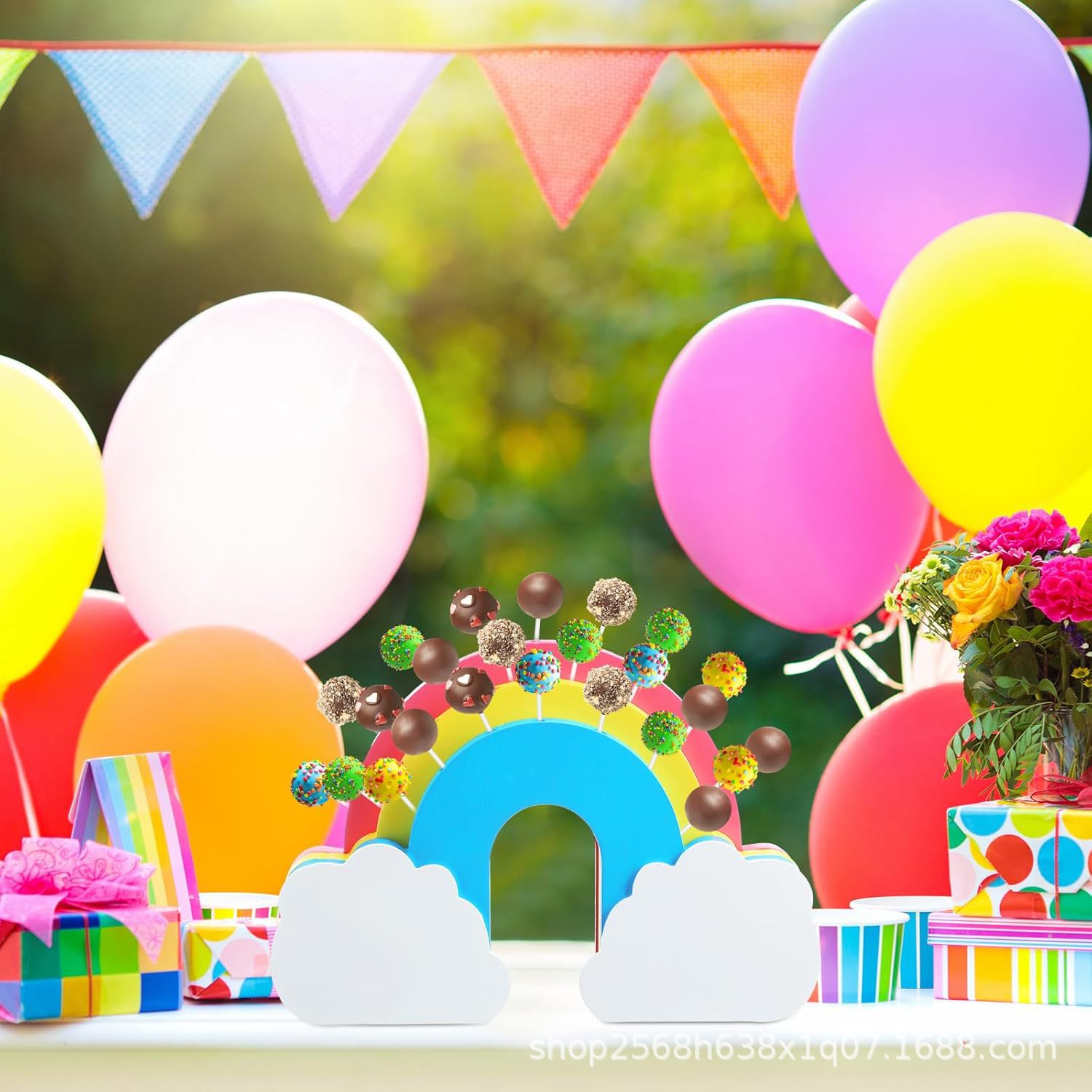 Wooden Lollipop Storage Rack Kidsren's Birthday Party Rainbow-Shaped Candy Storage Display Rack Desktop Candied Hawthorn Rack