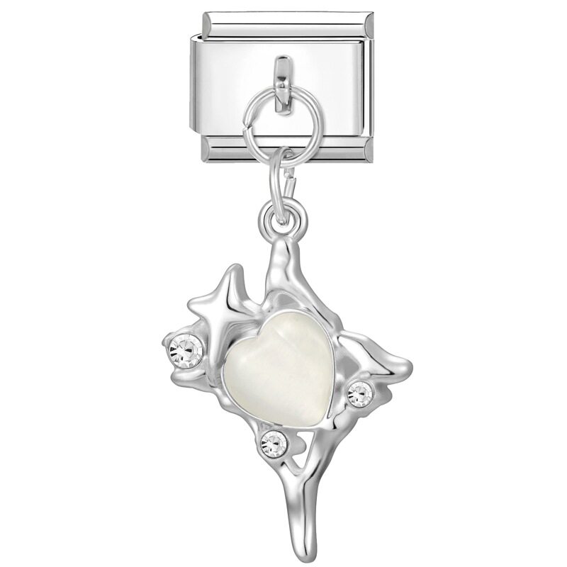 スチールボトムペンダント - ホワイト四芒星