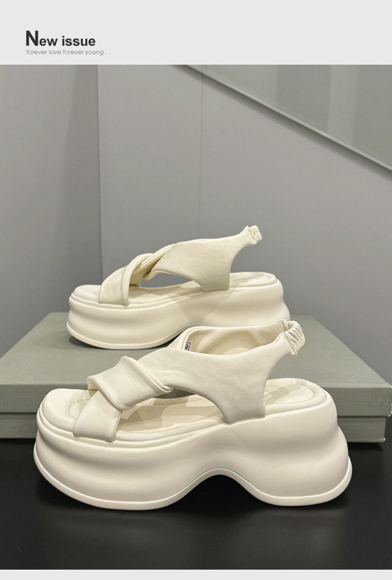 Dép sandal nữ quai chữ V đơn giản mùa hè, đế TPU nhẹ êm — Đen, Len nguyên chất chi tiết 11