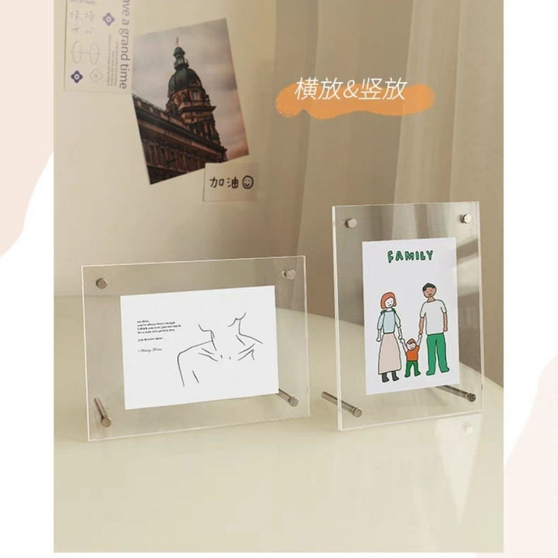 Acrylic Photo Frame Display Stand 6inch Photo Frame Transparent Crystal Wall Hanging Ins Postcard Desktop Photo A4 Poster Frame
