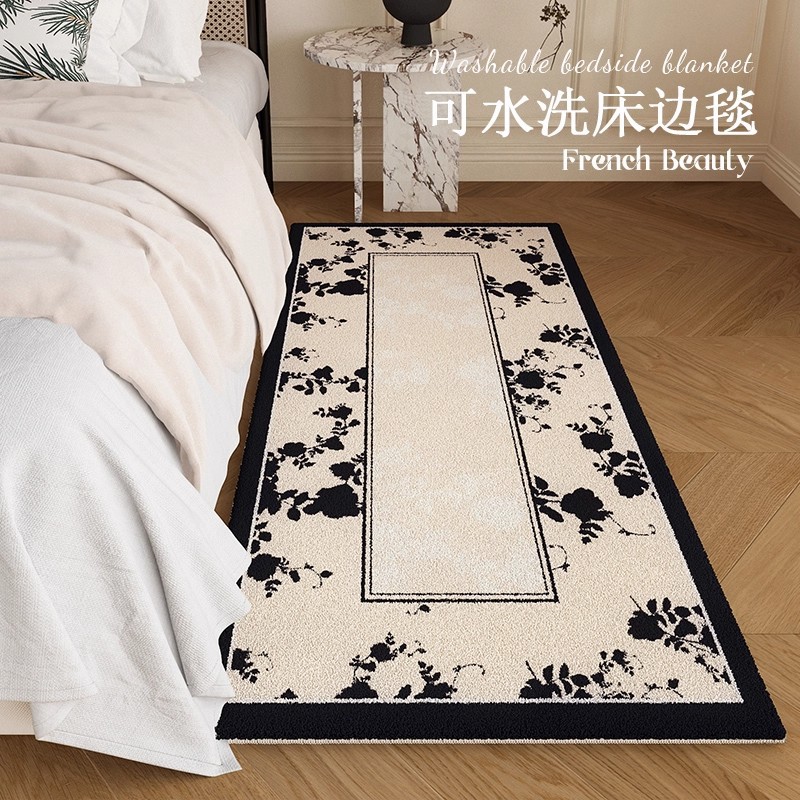 Light Luxury Retro Bedroom Thickened Imitation Cashmere Carpet Non-Slip, Stain-Resistant and Easy to Care for Bedside Blanket Balcony Cooling Bay Window Mat