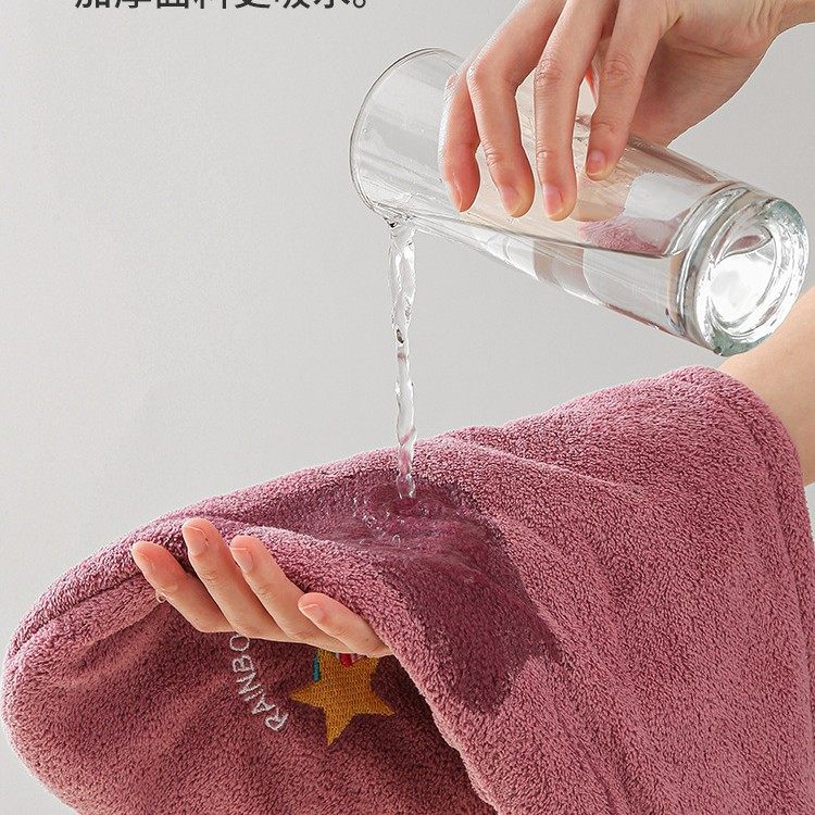 Solid color double-layer hair drying cap female super absorbent quick-drying children's bag hair towel shower cap hair drying towel female