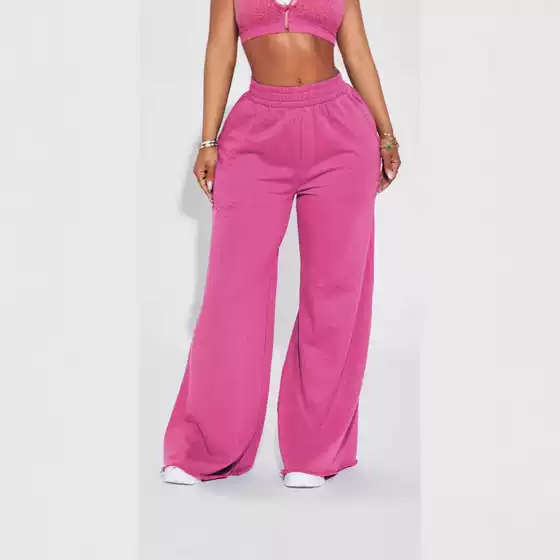 Amazon Autumn and Winter New Cross-Border Women's Casual Velvet Elastic Mid-Waist Wide-Leg Loose Trousers Ready for Sale