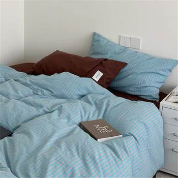 Retro Blogger Style Pure Cotton Bed Bed Sheetss and Quilt Covers Washed Cotton Bed Bed Sheetss Bedroom Four-Piece Set Mixed and Matched Cotton Student Three-Piece Set