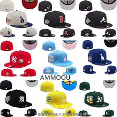 New Era Baseball Cap with Flat Brim, Fully Enclosed, Ny Embroidery, Large Head Circumference, La American Hip-Hop Flat Brim Cap, Export