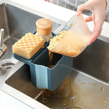 Spot foldable sink storage basket wholesale plastic creative non-perforated storage basket kitchen fruit and vegetable drain basket