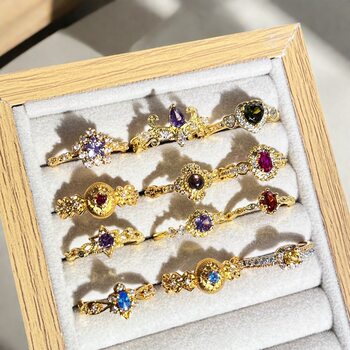 Live Blind Box Series Color Treasure Gestars Opening Ring Wave Micro-inlaid Zircon Light Luxury Advanced Sense Ring
