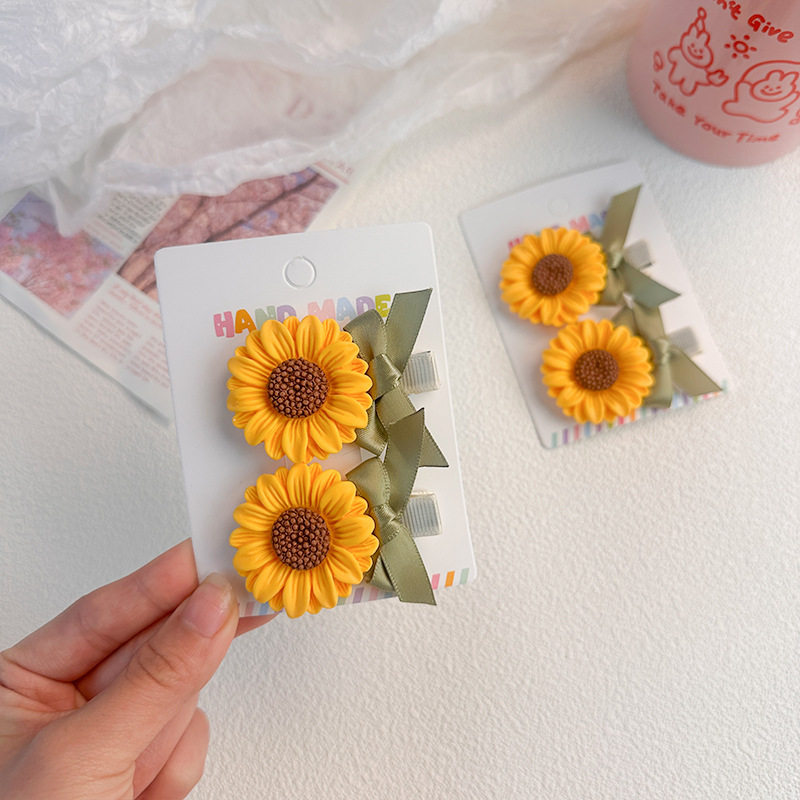 可爱卡通ins风向日葵发夹甜美花朵发卡高颜值少女碎发海边刘海夹