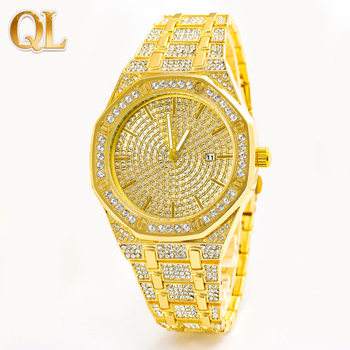 Hip-Hop Full Diamond Watch with Large Dial and Starry Sky Design, Fashionable Men's Watch, Cross-Border Best-Selling Glass Quartz Watch