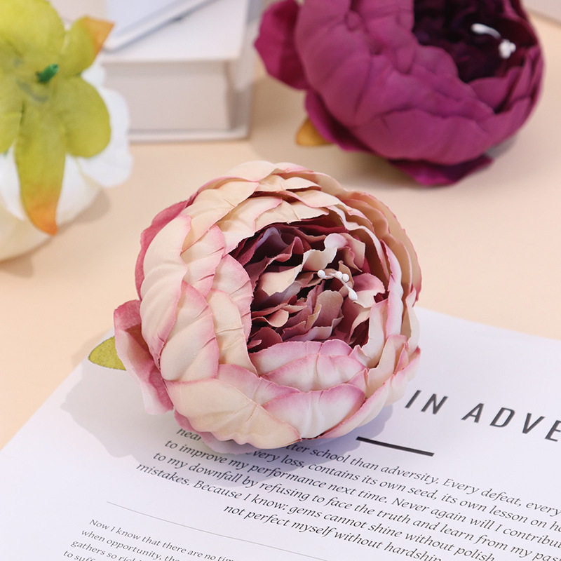 ดอกไม้ประดิษฐ์หัวบัดหัวใจดอกโบตั๋นดอกไม้กล่องของขวัญตกแต่งดอ...