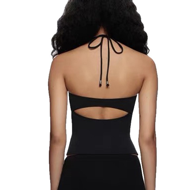 European and American Foreign Trade Cross-Border Yoga Vest for Women with Chest Pads, Beautiful Back, Halter Neck, Rope Sports Fitness Dance Training Top