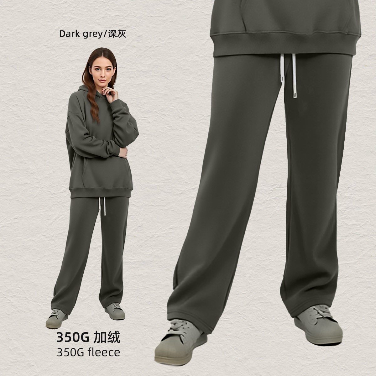 彩象岛男装丨秋冬卫衣男士连帽衫宽松加绒美式潮牌350g连帽卫衣男