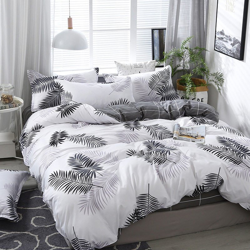 Small fresh sanding quilt cover four-piece water-washed cotton bed sheet quilt cover simple student dormitory single three-piece wholesale