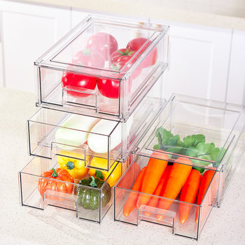 PET refrigerator drawer storage box transparent fresh-keeping frozen kitchen storage food organizing large capacity stackable