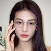 New Oval Ultra Light Small Face Myopia Glasses Women's Flat Glasses Trendy Pure Gold Silk Glasses Frame Trendy Plain Small Frame