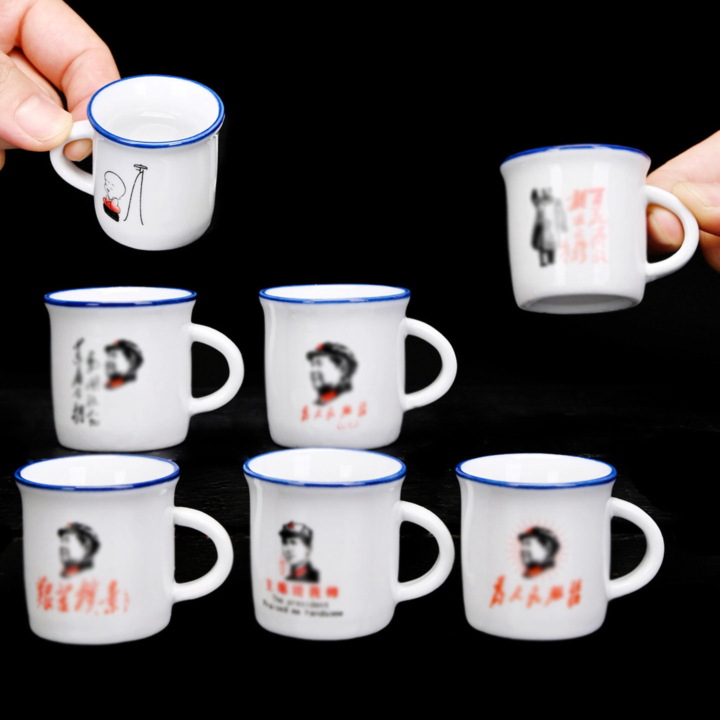 Ceramic Nostalgic Old-Fashioned Classic Quote Mark Wine Glass Mini Ear Thumb Spirit Cup Personalized Quote Lg