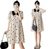 Maternity Wear Summer Internet Celebrity Korean Style Fashionable Doll Collar Loose Floral Maternity Mid-Length Slimming Maternity Dress