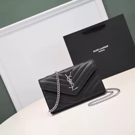 New DIY Ysl Genuine Leather Envelope Chain Bag Small Square Bag High-Quality Versatile Shoulder Crossbody Women's Bag