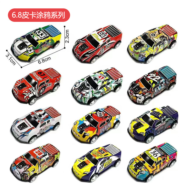 跨境迷你合金赛车铁皮车儿童回力赛车多款式仿真卡通小汽车批发