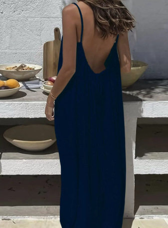 2026跨境亚马逊速卖通新款女士吊带大衣露背宽松家居服连衣裙