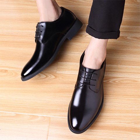 Business formal leather shoes for men spring and autumn casual wedding groom British style heightened summer breathable youth pointed toe men's shoes