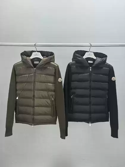 High Version Mengjia New Hooded Stand Collar Spliced Wool Duck down Versatile Knitted down Jacket for Men and Women