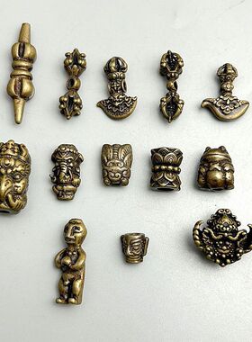 个性藏民族风黄铜金蟾小配饰吊坠佛珠配手串项链大鹏鸟金刚杵配件