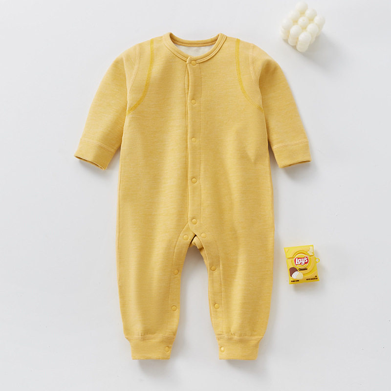 Baby de velvet mid-open jumpsuit autumn clothes Spring and Autumn Winter pajamas baby long-sleeved romper bottoming jumpsuit warm