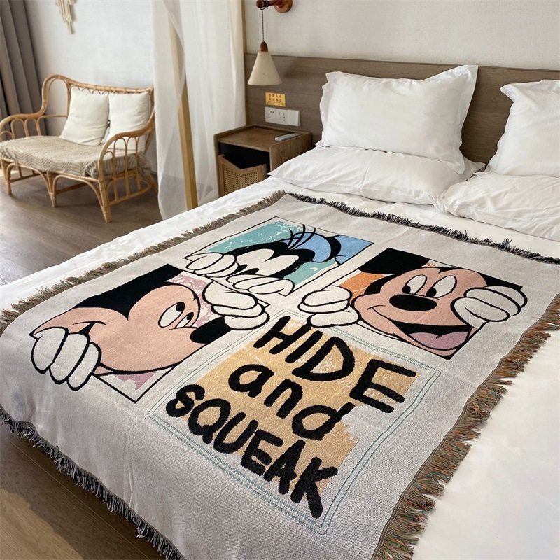 Cartoon Mickey Cute Blanket Multi-purpose Casual Decorative Sofa Towel Hanging Cloth Cover Cloth Carpet Children's Room Bed End Blanket