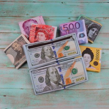 Wallet for Men, Cross-Border Creative Short Style with Dollar Bill Pattern, Imitation Banknote Wallet, Card Holder, in Stock