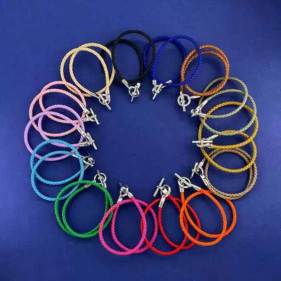 European and American fashion jewelry leather rope woven OT buckle double bracelet with Joker hand rope men's and women's jewelry wholesale