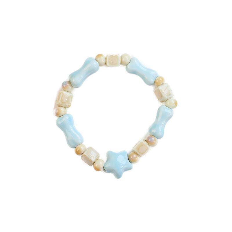 Jingdezhen Ceramic Bracelet New Color-free Women's Summer All-match Student's Antique Beaded Bracelet Small Fresh and Popular