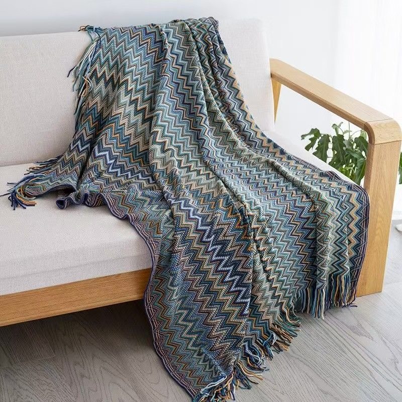 Bohemian Style Knitted Blanket, Yarn Blanket, Sofa Blanket, Office Nap Blanket, Air Conditioning Blanket, Bed End Towel, Nordic Blanket