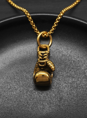 跨境吊坠项链钢拳击手套情侣饰品