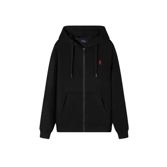 Embroidered Pony Sweatshirt Men's Spring and Autumn Hooded Cardigan Polo Jacket Casual