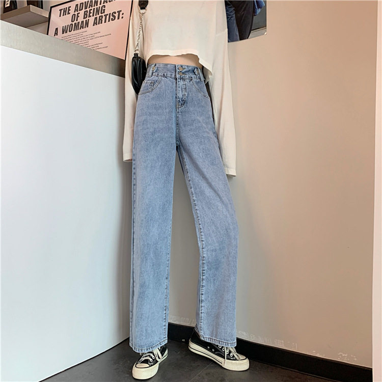 High Waisted Wide Leg Jeans Korean Style Loose Fit Flattering Design Spring Fashion Wholesale Available