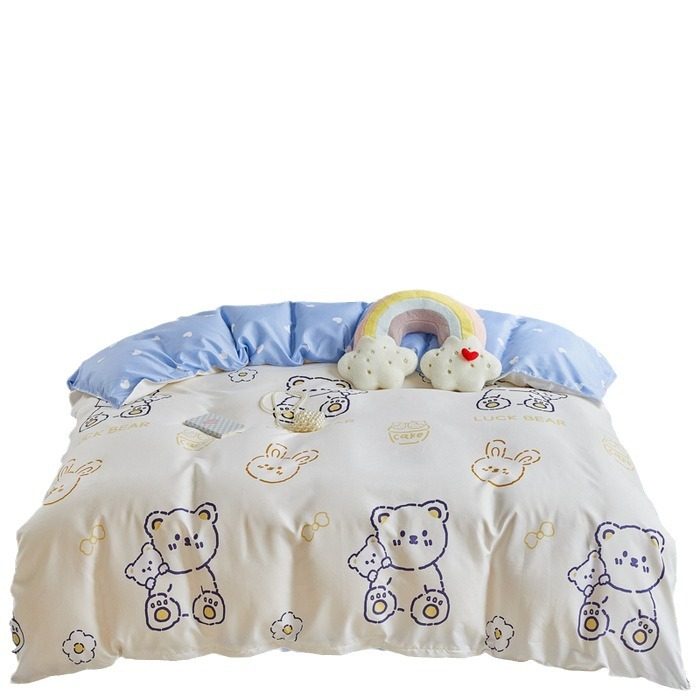 Cross-border foreign trade student bedding dormitory three-piece set four-season cartoon aloe vera cotton four-piece set kit