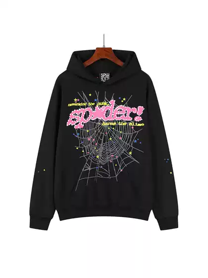 Wholesale American High Street Dark Style Spider Print Loose Hooded Sweatshirt Unisex Trendy Top 1688