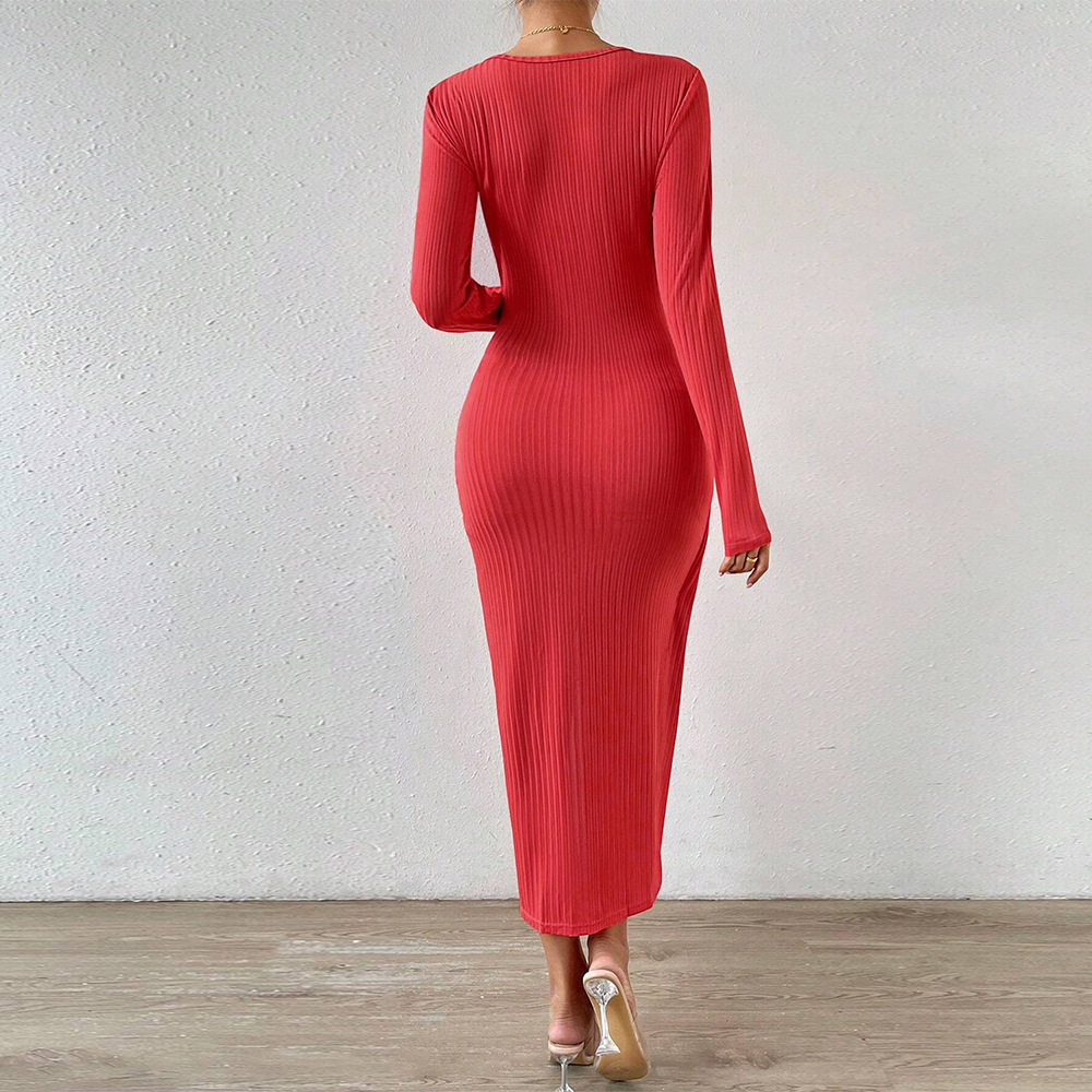 Elegant Solid Color Bodycon Dress Chic Split Design Comfortable Fit Perfect for Office or Evening Events Wholesale