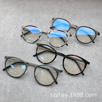 New 9704 Jiang Wen Xu Zheng Same Style Retro Screwless Pure Titanium Glasses Round Frame