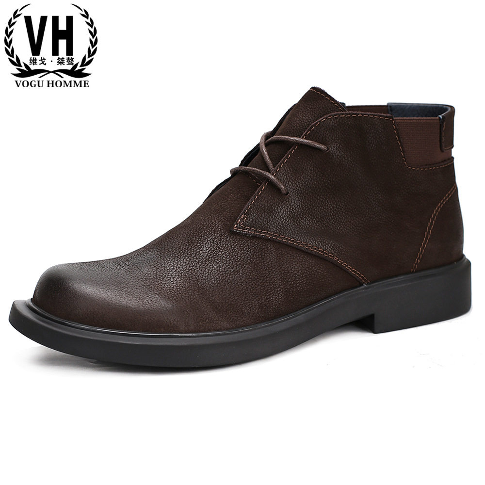 Genuine Leather Mid-Top Leather Retro Martin Boots